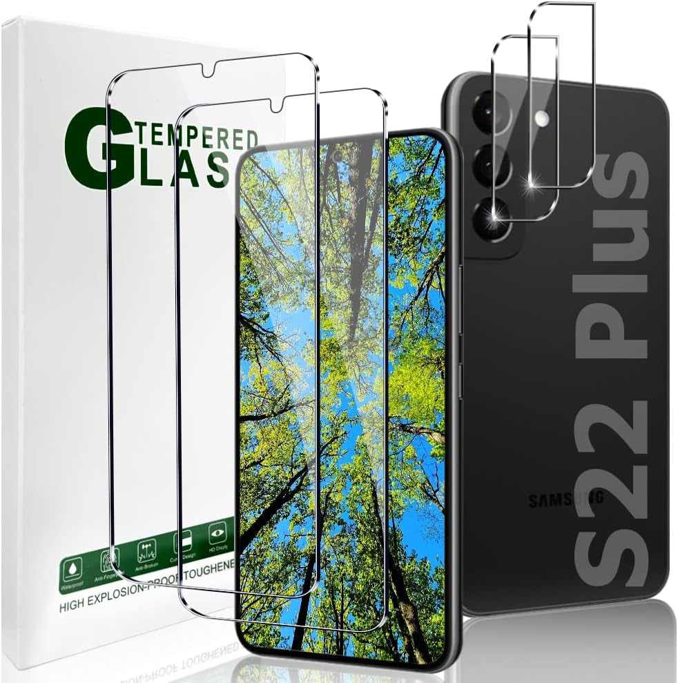 [2+2 Pack] Galaxy S20 Ultra Screen Protector and Camera Lens Protector,Fingerprint Unlock,3D Full Coverage,For Samsung Galaxy S20 Ultra (6.9 Inch) 9H Hardness Tempered Glass Screen Protector  OuYteu S22 Plus Glass Screen Protector  