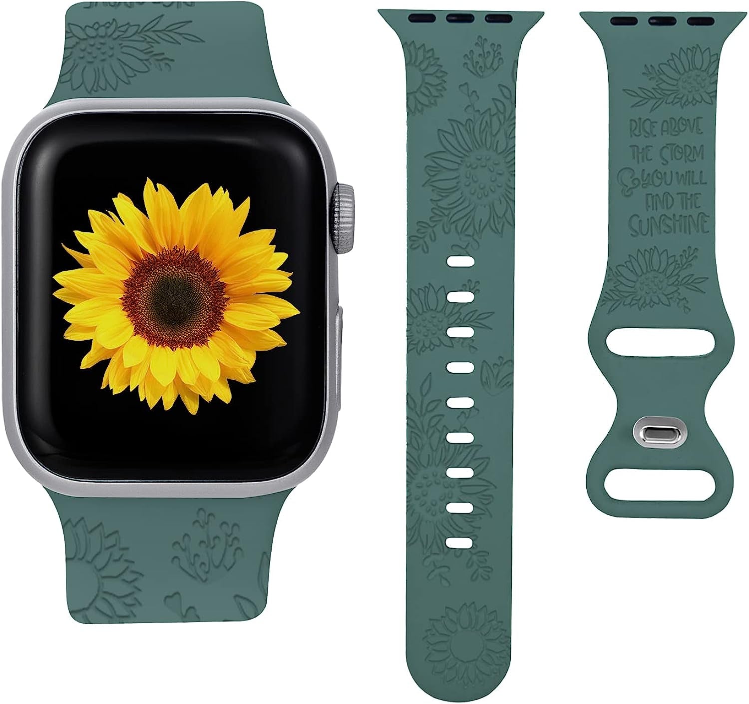 Compatible with Apple Watch Bands 38Mm 40Mm 41Mm 42Mm 44Mm 45Mm,Unique Flower Engraved Watch Band for Iwatch Series 7 6 5 4 3 2 1 SE Women Men  HZDK Green 42mm/44mm/45mm 