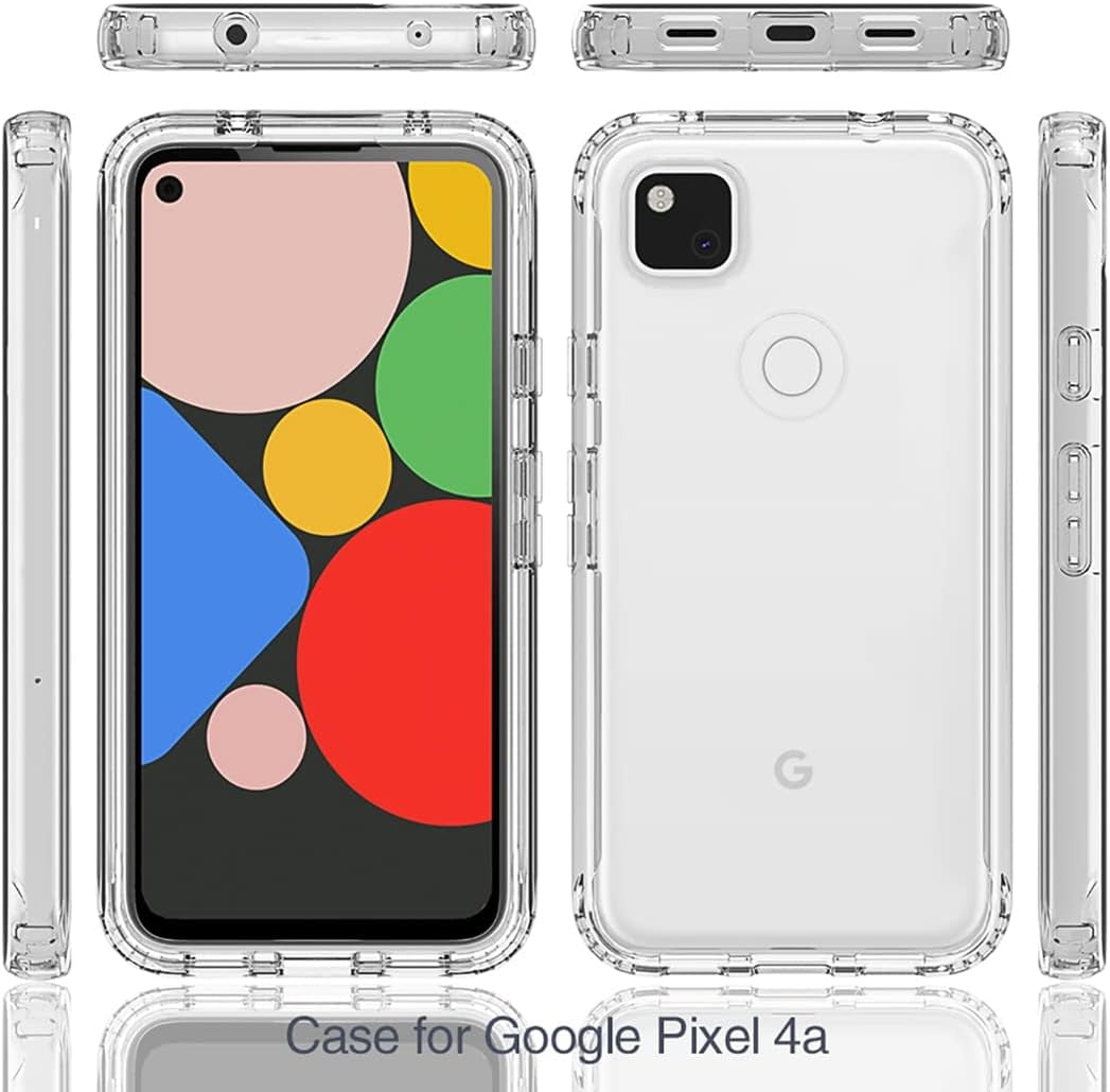 Tothedu Phone Case for Google Pixel 4A (Not Fit 4A 5G) G025J Case with Tempered-Glass Screen Protector, Clear Full Body Protective Hard PC Shell TPU Bumper Cover Cases for Google Pixel 4A (Clear)  Tothedu   