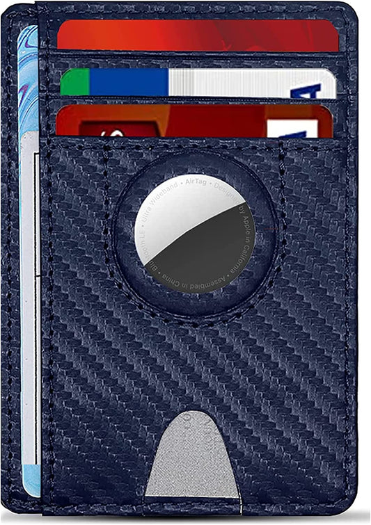 Lopnord Airtag Wallet Holder Slim Minimalist Front Pocker Wallet with Built-In Case Holder for Apple Air Tag, Wallet for Airtag Card Case for Men Women (BLUE)  Lopnord US   