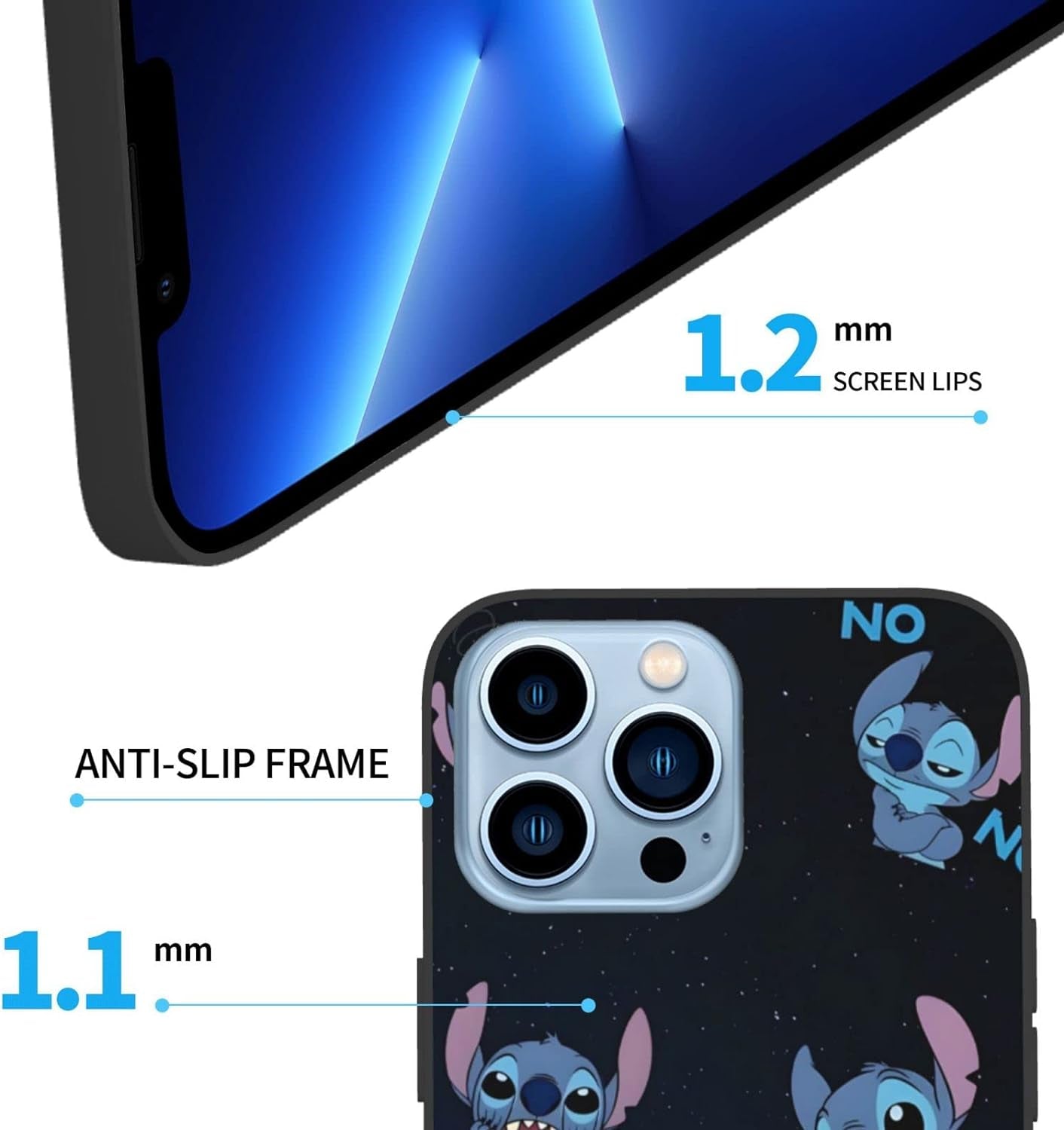 For LG G7 Thinq, Cartoon Ohana Blue Animal Stih #08 Protective Smooth Silicone Shockproof Soft TPU Black Phone Case Back Cover  LARUZE   