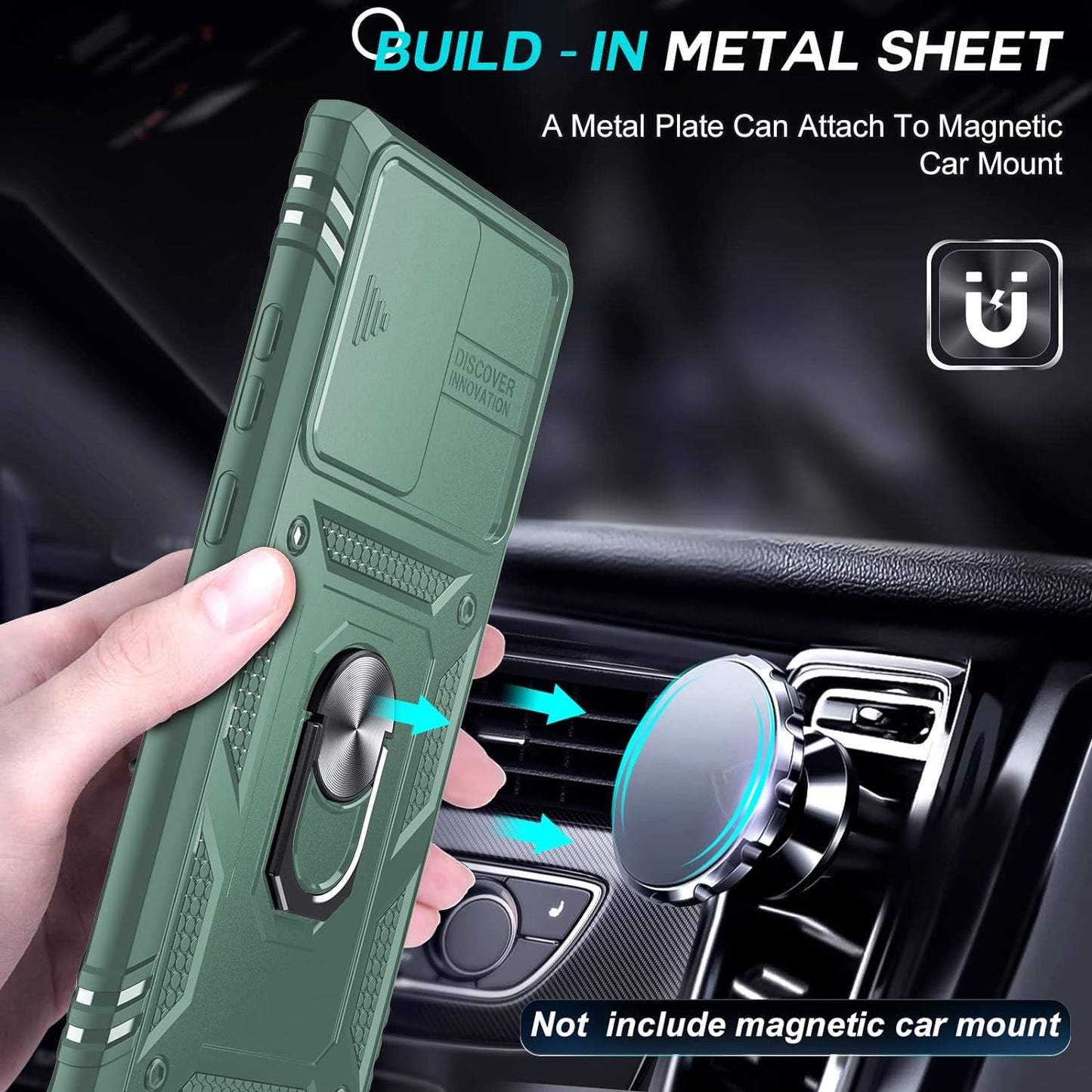 Leyi for Samsung Note 20 Ultra Case: Note 20 Ultra Case [Not for Note 20], 360 Full Body Military-Grade Phone Case with Slide Camera Cover & Metal Ring Heavy Duty Protective Case Note 20 Ultra, Green  LeYi   