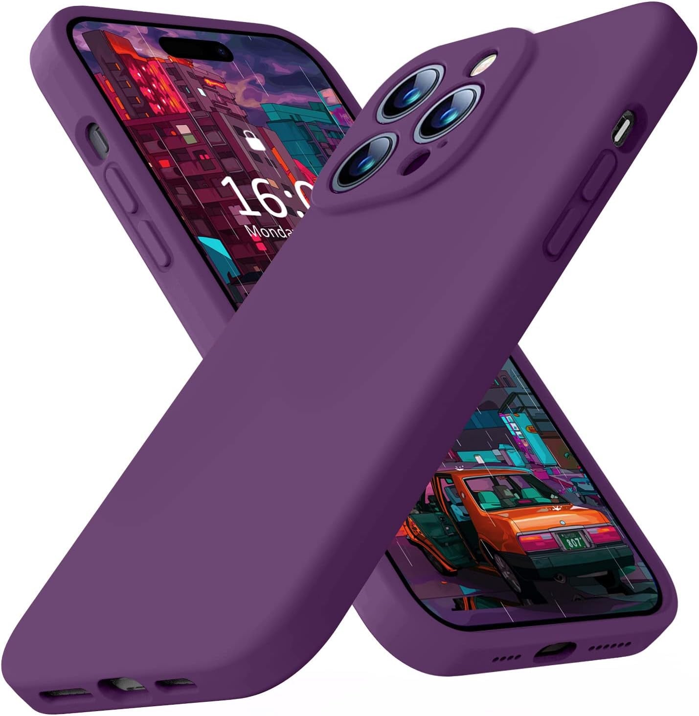 Ktele Compatible with Iphone 14 Pro Case, Ab-Grade Liquid Silicone Case, [Four Corner 50+Tiny Airbags Shockproof] [Soft Microfiber Lining Anti-Scratch] Camera All-Round Protection Case-Blue  Ktele Grape  