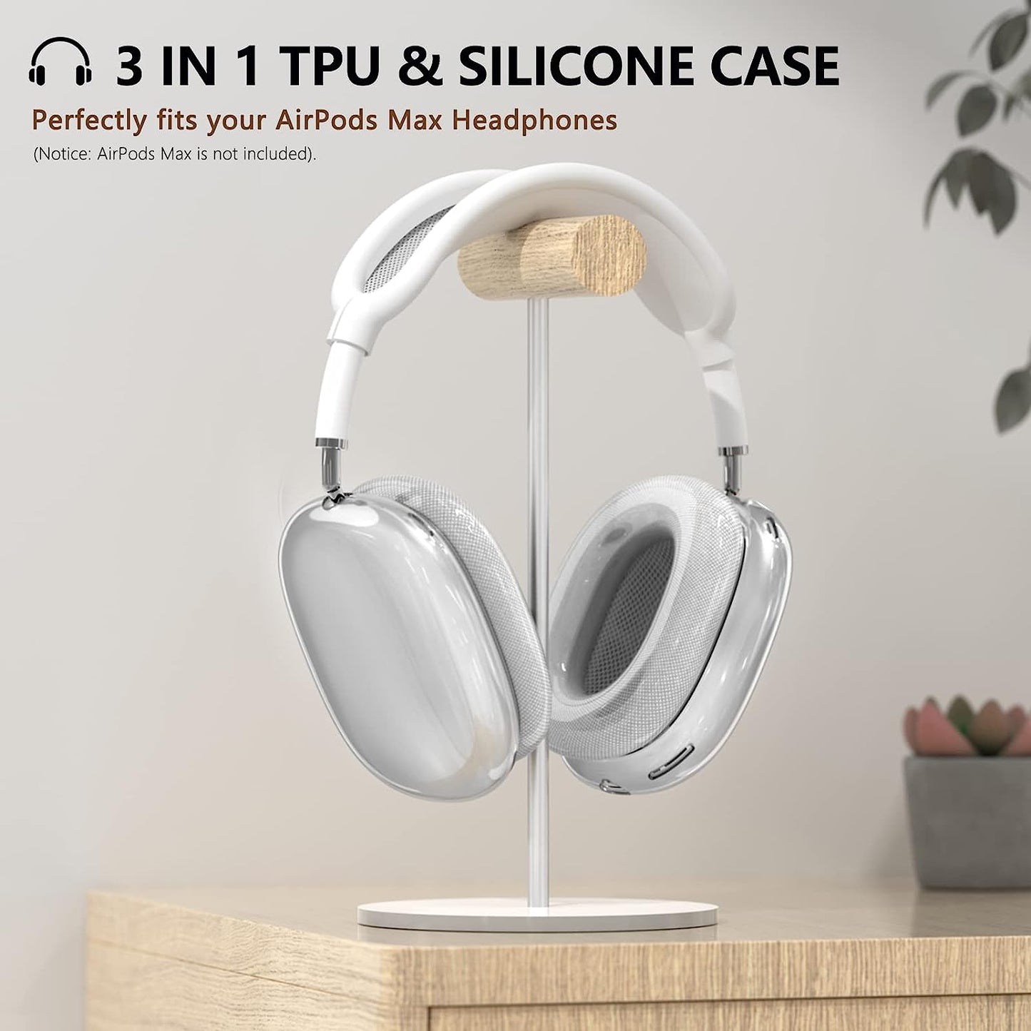 【3 in 1】Clear Soft TPU & Silicone Case for Airpod Max,Anti-Scratch Ear Cups Cover/Ear Pad Case Cover/Headband Cover for Airpods Max,Transparent Accessories Protective Cover for Apple Airpods Max,White  Skyconser   