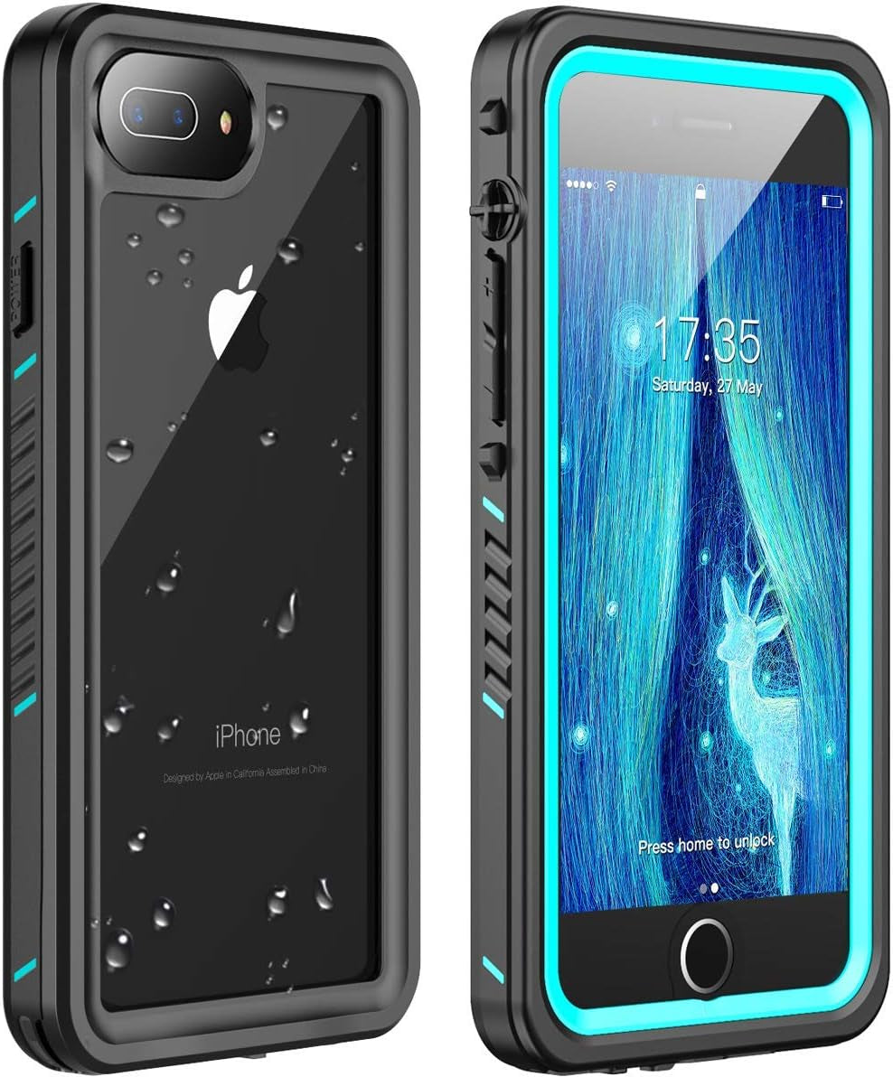 AMILIFECASES Clear Iphone 14 plus Case,With Screen Protector,Waterproof Iphone 14 plus Protective Case for Men Women,Apple Iphone 14 plus Phone Case Heavy Duty Shock Proof  AMILIFECASES Blue/Clear-1 Iphone 7/8 Plus 