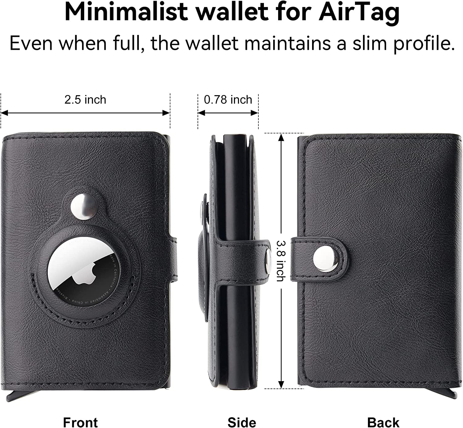 CITYWAY Airtag Wallet, Wallet for Men Compatible with Airtag, Leather Slim Air Tag Wallet with Money Clip, RFID Blocking Credit Card Holder, Integrated Airtag Wallet Case for Men'S Gift (Black)  CITYWAY   