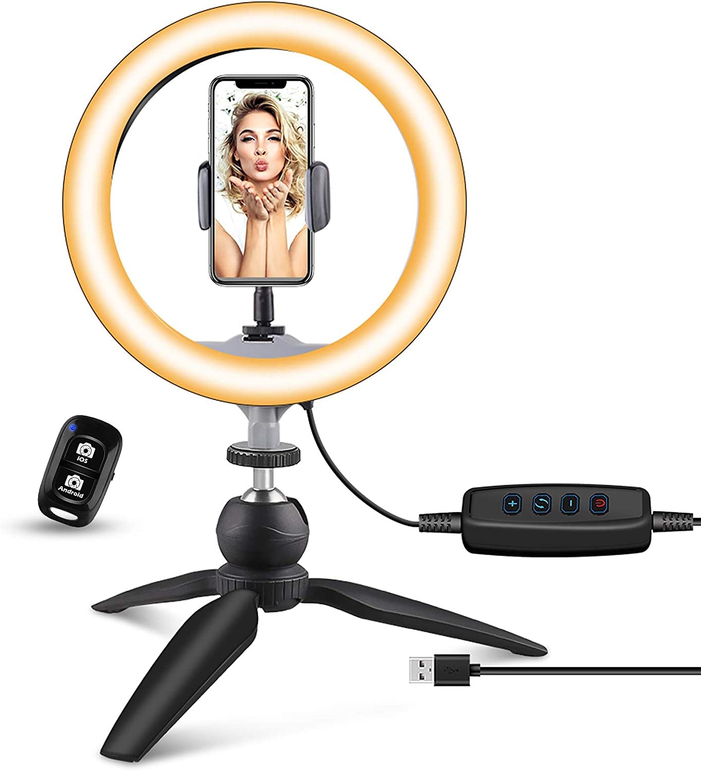 Ubeesize 10" LED Ring Light with Tripod Stand & Phone Holder, Dimmable Desk Makeup Ring Light, Perfect for Live Streaming, Youtube Videos, and Photography, 3 Light Modes and 11 Brightness Levels  UBeesize   