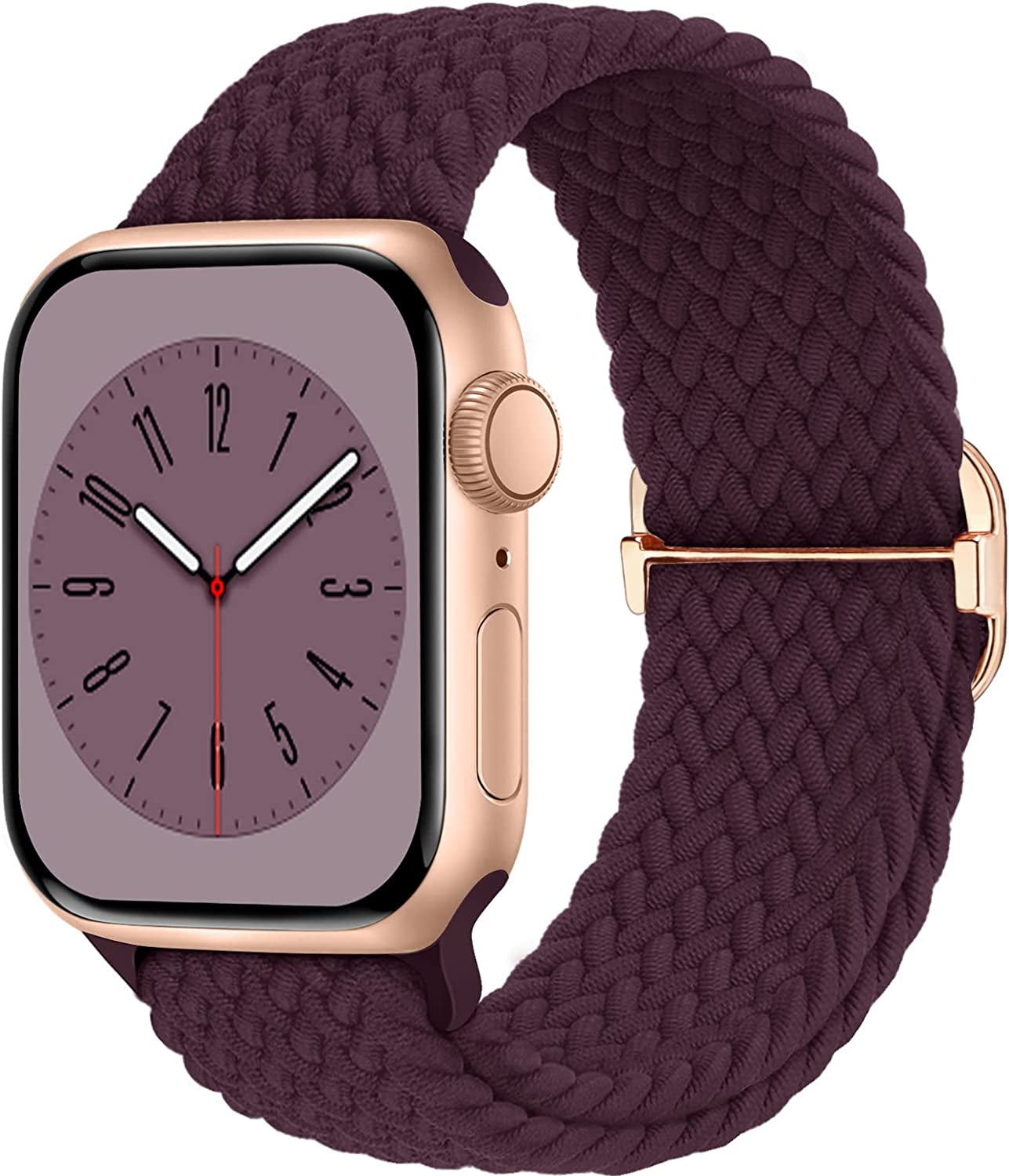 Braided Solo Loop Compatible with Apple Watch Band 38Mm 40Mm 41Mm 42Mm 44Mm 45Mm 49Mm for Women Men, Stretchy Straps Elastic Sport Wristbands for Iwatch Series 8 7 6 5 4 3 2 1 SE Ultra  Butifacion Dark Cherry 42/44/45/49mm 