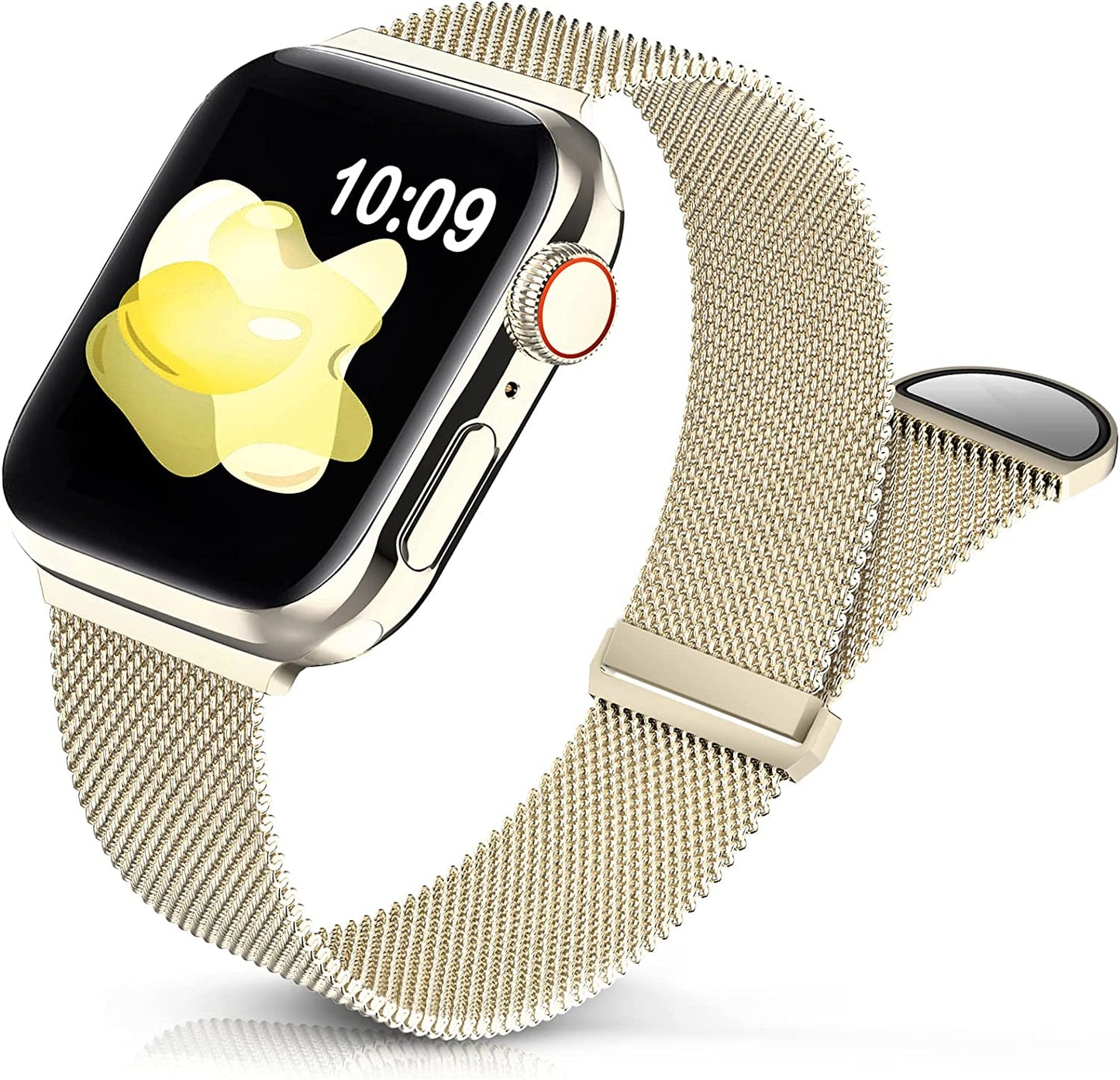 Sunnywoo Metal Stainless Steel Band Compatible with Apple Watch Bands 38Mm 40Mm 41Mm 42Mm 44Mm 45Mm 49Mm,Metal Loop Adjustable Magnetic Strap for Iwatch Series Ultra 8 7 6 5 4 3 2 SE 1 for Women Men  Sunnywoo Champagne Gold 38/40/41 mm 