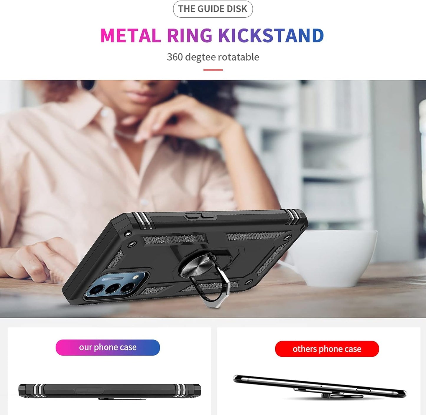 Leyi for Oneplus Nord N200 5G Case, Nord N200 5G Case, [Military Grade] Heavy Duty Shockproof Protective Phone Case with Magnetic Car Mount Ring Kickstand for Oneplus Nord N200 5G, Black  LeYi   