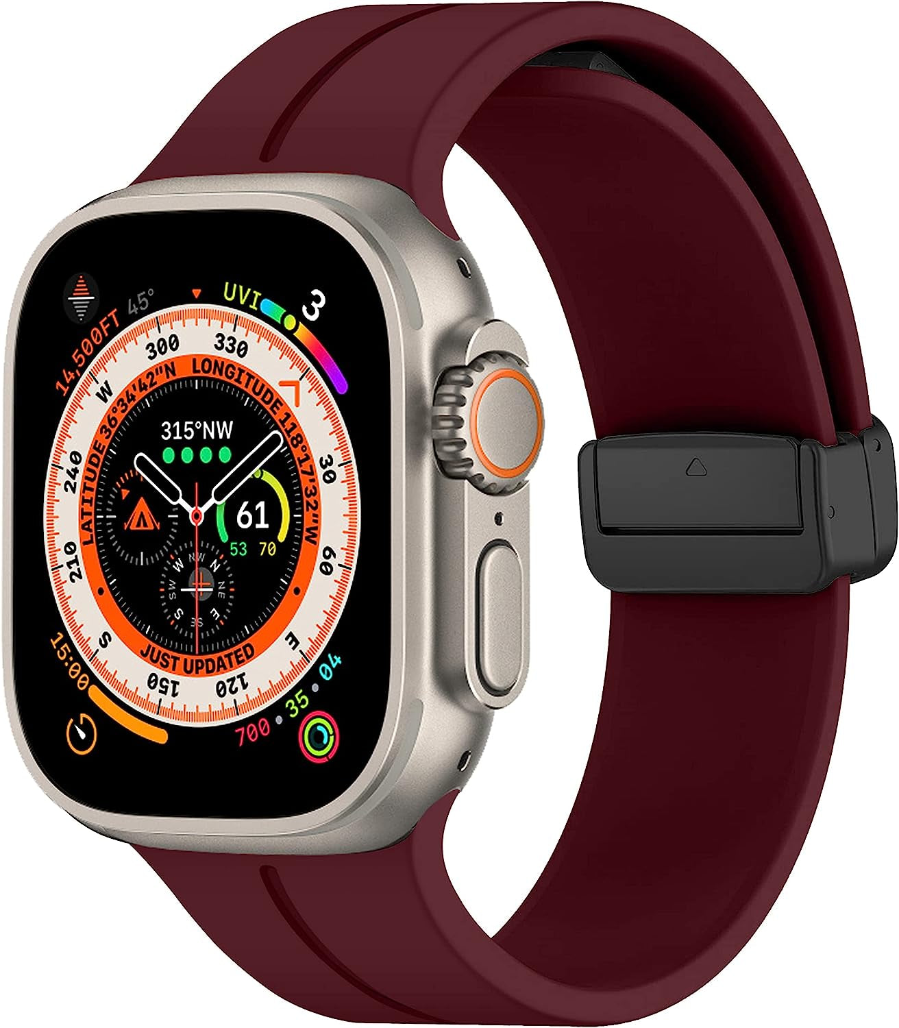 Magnetic for Apple Watch Ultra Band 49Mm 45Mm 44Mm 41Mm 40Mm Iwatch Bands 38Mm 42Mm Men/Women,Soft Sport Silicone Replacement Wristband Correa Strap for Apple Watch Band Series 8/7/6/5/4/3/2/1/SE  DMVEIMAL 11-Wine red 42mm 44mm 45mm 49mm 