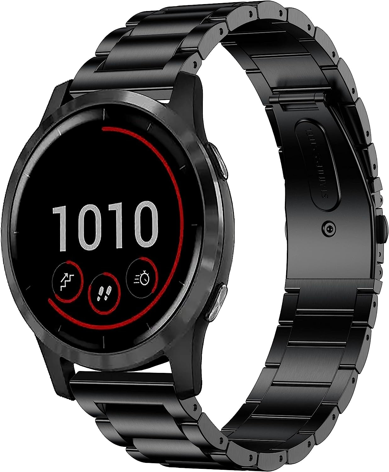 Eanwireless Compatible with Garmin Vivoactive 4 45Mm/Venu 2 45Mm Replacement 22Mm Strap Band, Milanese and Stainless Steel Metal Strap for Forerunner 745/265/255/255 Music 46Mm,Black+Black  EANWireless   