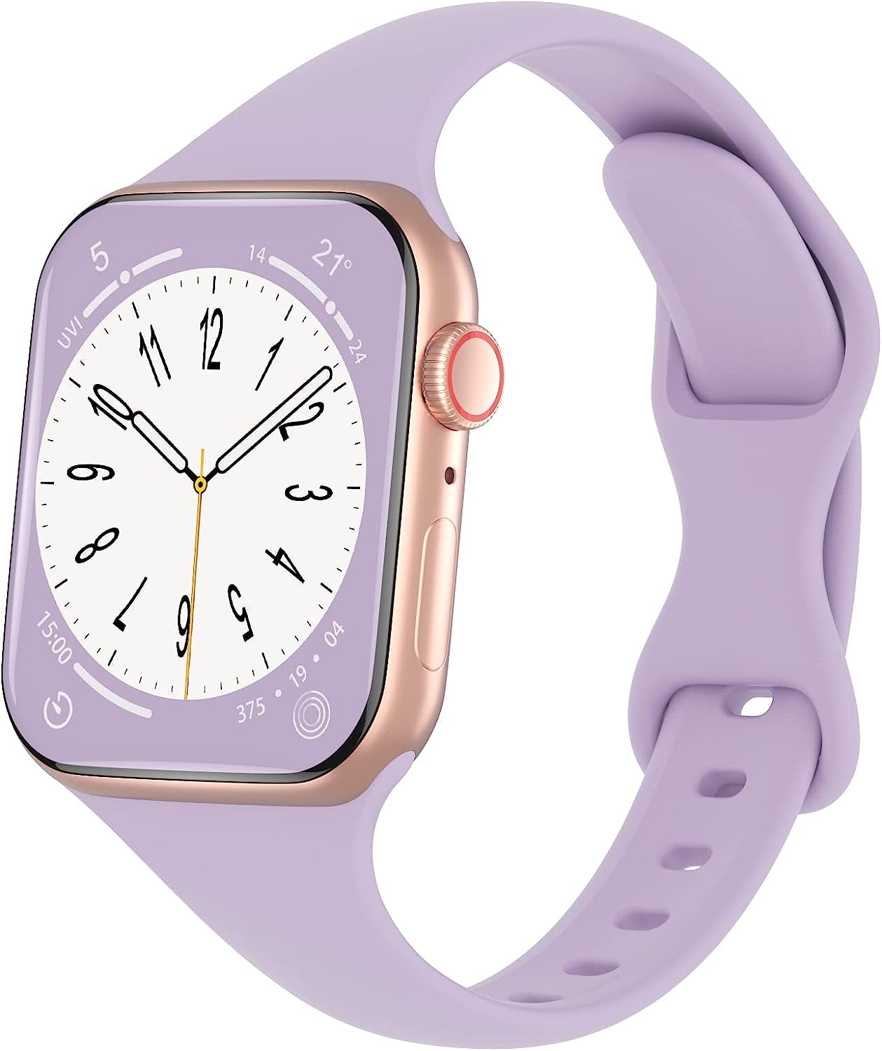 DYKEISS Sport Slim Silicone Band Compatible for Apple Watch Band 38Mm 42Mm 40Mm 44Mm 41Mm 45Mm 49Mm, Thin Soft Narrow Replacement Strap Wristband for Iwatch Ultra Series 8/7/SE/6/5/4/3/2/1 Women Men  DYKEISS Lavender 42/44/45/49mm 