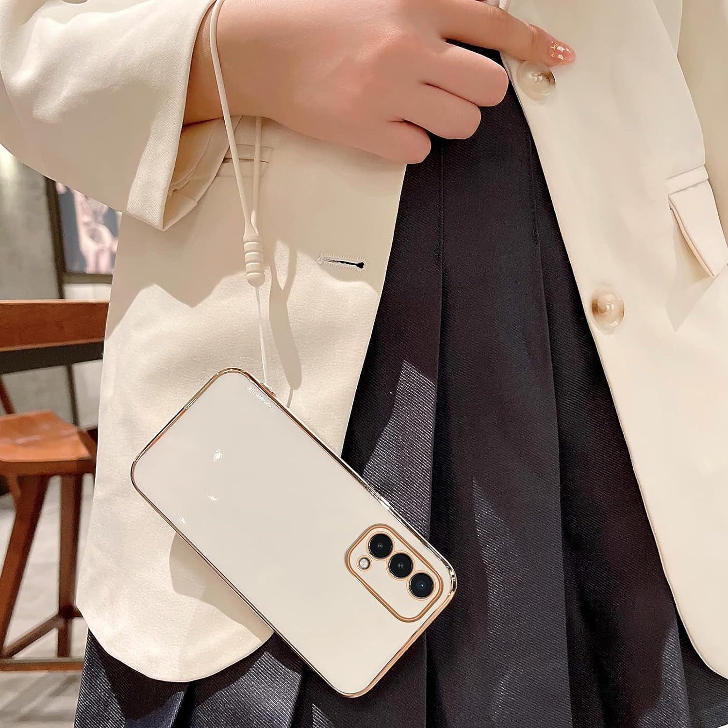 For Oneplus Nord N200 5G Case, N200 Phone Case for Women Electroplating Cute Luxury Bling Aesthetic Trendy Pretty, Full Camera Soft TPU Protection Shockproof Cover for Oneplus Nord N200 5G (White)  KuDiNi   