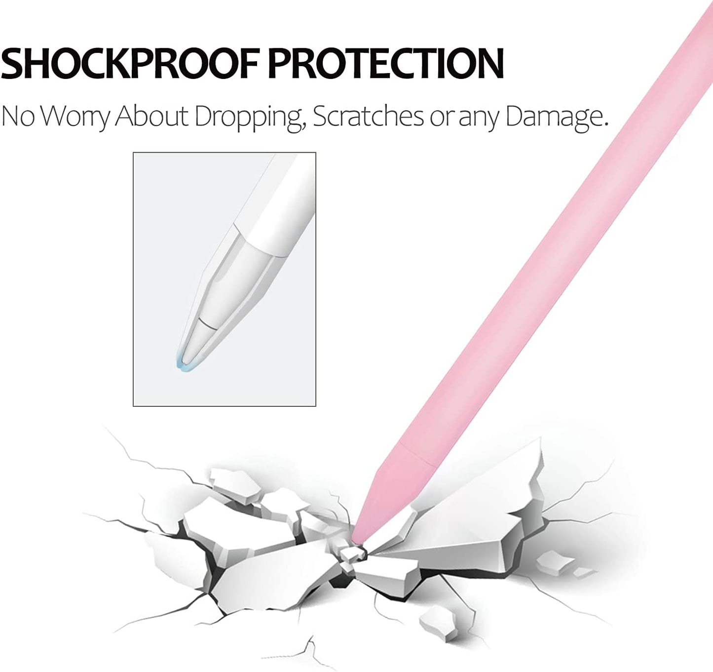 KELIFANG Silicone Case Sleeve Cover Compatible Apple Pencil 2Nd Generation, Cute Pink Protective Skin Holder Grip and Tip Cap Accessories Compatible Ipad Pro 11 12.9 Inch  KELIFANG   