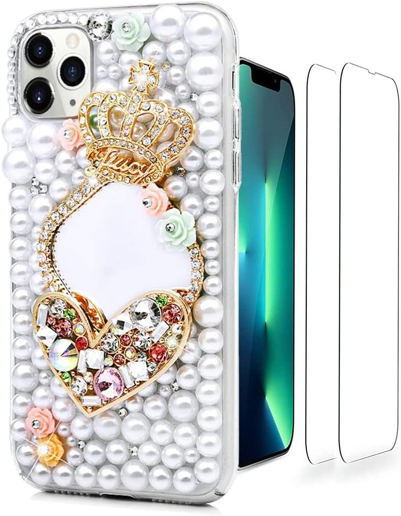 Luziun Glitter Phone Case Compatible with Samsung Galaxy Note 20 Ultra 5G - 3D Luxury Girls Women Shiny Bling Design for Samsung Galaxy Note 20 Ultra 5G  LUZiUN Mirror Crown Heart - Case Design For Samsung Galaxy Note 20 5G 
