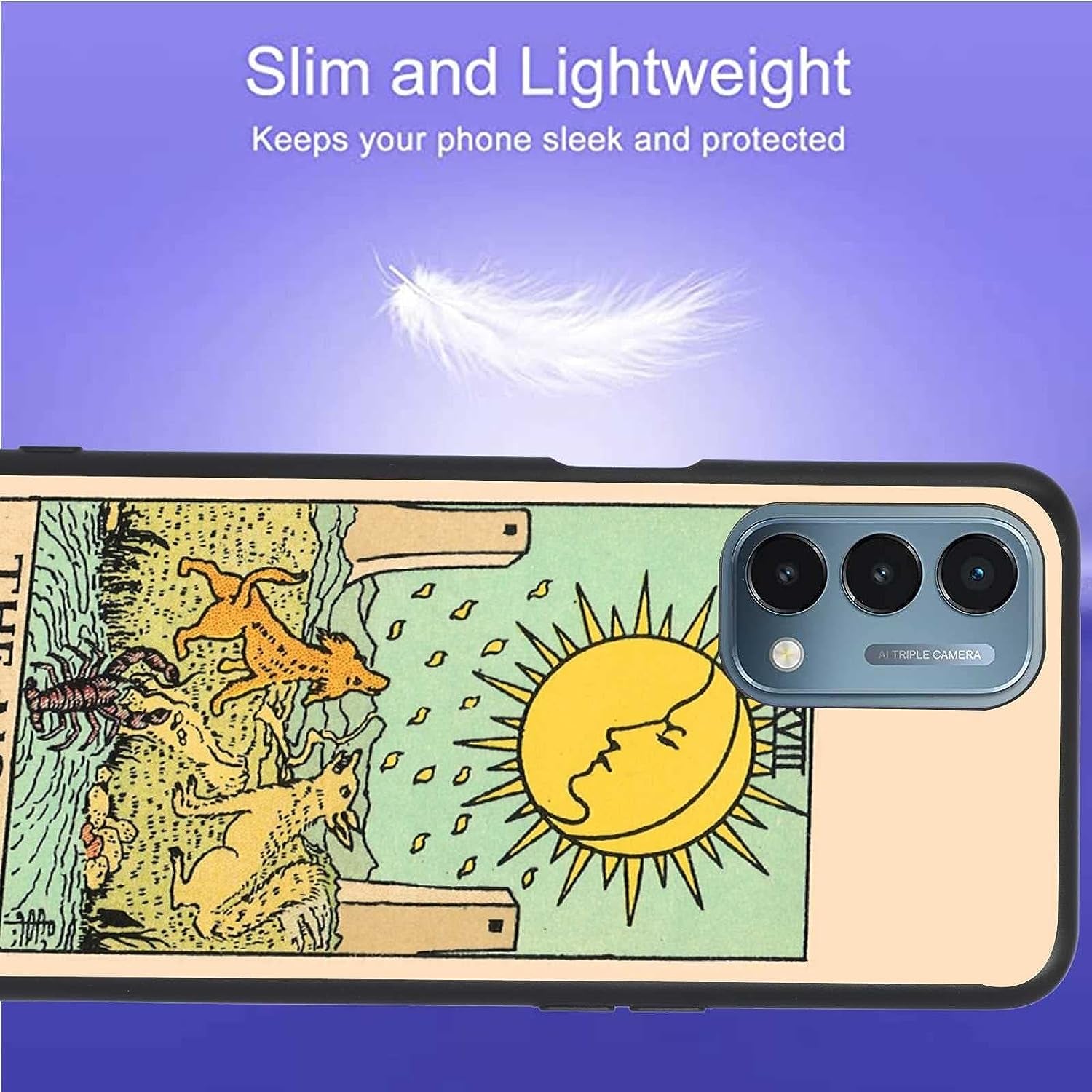 Valuect Lisment Compatible with Oneplus Nord N200 5G Case, Tarot the Moon Aesthetic Tarot Card Moon Dog Design for Oneplus Case Girl Boy,Unique Trendy Silicone Bumper Cover Case for Oneplus  valuect lisment   