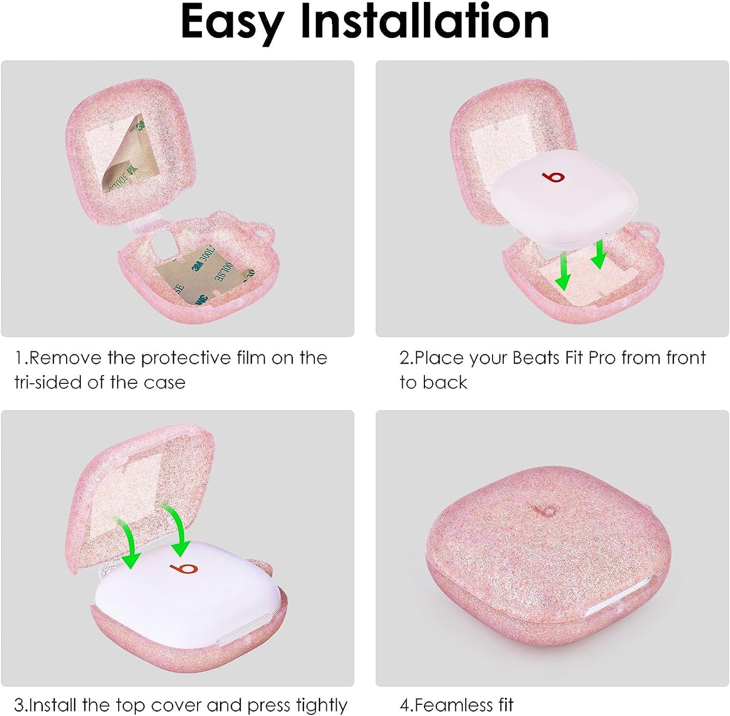 Beats Fit Pro Case Cover, Filoto Silicone Beats Fit Pro Earbuds Case for Women with Cute Pompom Keychain Shockproof Protective Case Accessories (Rose Gold)  Kerle   