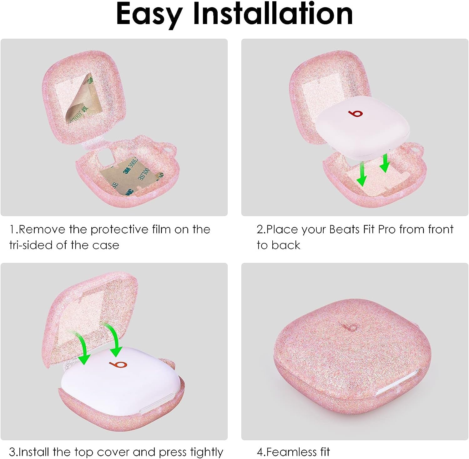 Beats Fit Pro Case Cover, Filoto Silicone Beats Fit Pro Earbuds Case for Women with Cute Pompom Keychain Shockproof Protective Case Accessories (Rose Gold)  Kerle   