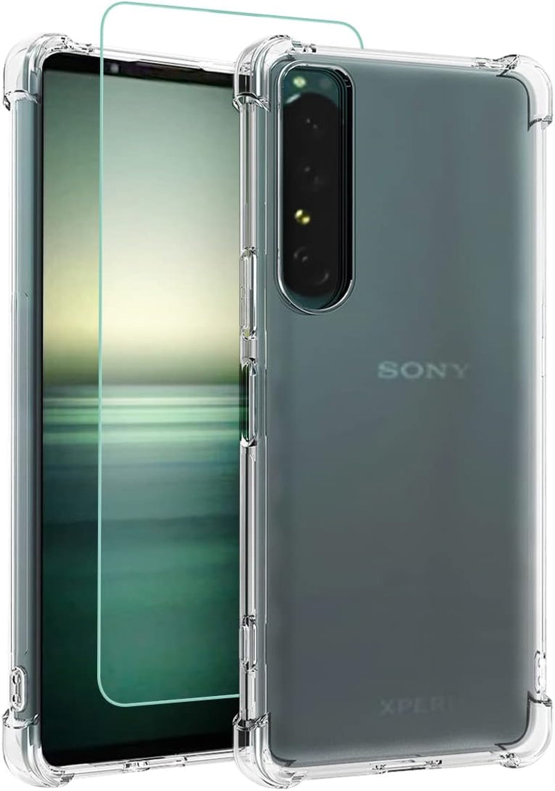 Osophter for Xperia 1 IV Case Clear Flower Floral with Screen Protector for Girls Women Shock-Absorption Flexible TPU Rubber Phone Cover for Sony Xperia 1 Iv(Clear)  Osophter   