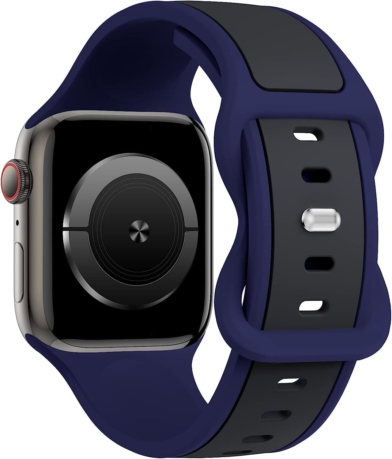 Acrbiutu Two-Toned Dual Color Bands Compatible with Apple Watch 38Mm 40Mm 41Mm 42Mm 44Mm 45Mm 49Mm, Replacement Soft Silicone Sport Strap for Iwatch Series Ultra 8/7/6/5/4/3/2/1 SE Women Men  Acrbiutu Midnight Blue/Black 38mm/40mm/41mm 