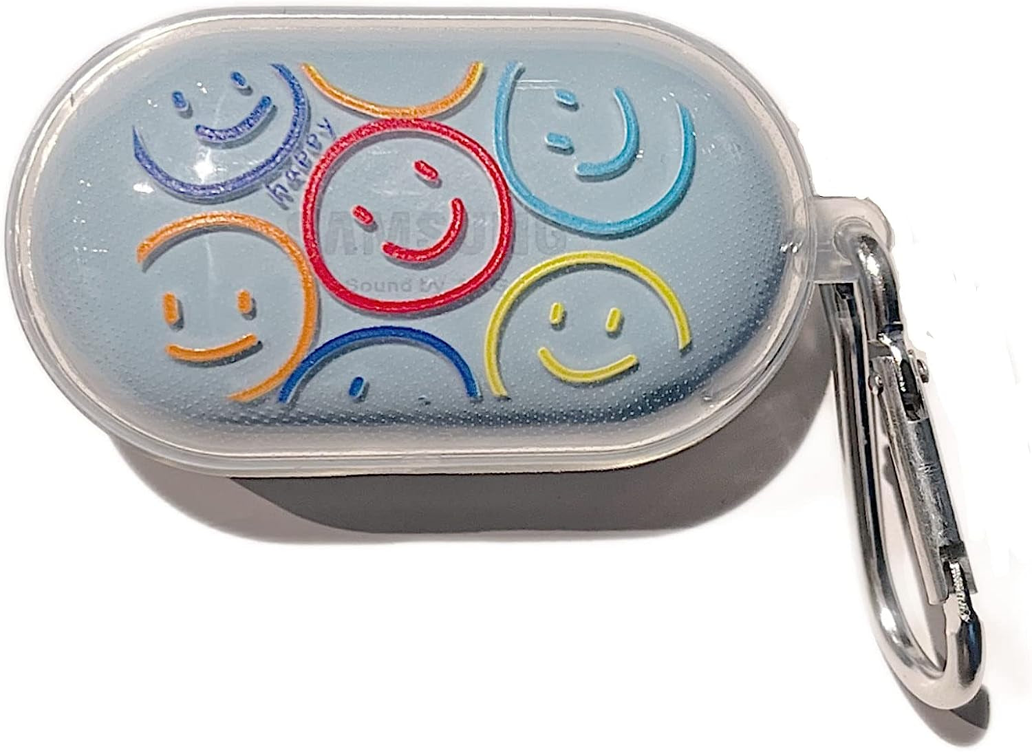 CASEVERSE Case for Samsung Galaxy Buds plus (2020) /Galaxy Buds (2019), Protective Hard Cover Skin with Keychain Carabiner Support Wireless Charging  CASEVERSE Smile 1  