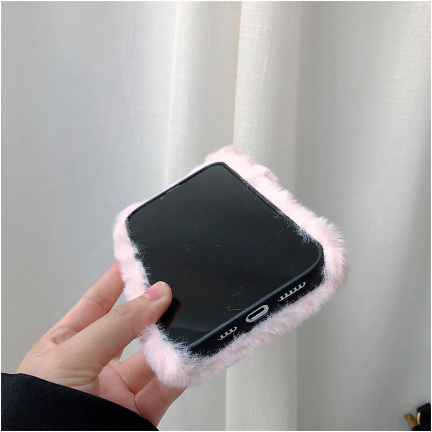 SINQERISHT Furry Plush Case for Samsung Galaxy S21 Phone Case Fluffy Girls Cute Winter Warm Hair Handmade Cat Cover Shockproof Protective Kawaii Cover for Girls Women(Pink)  SINQERISHT   