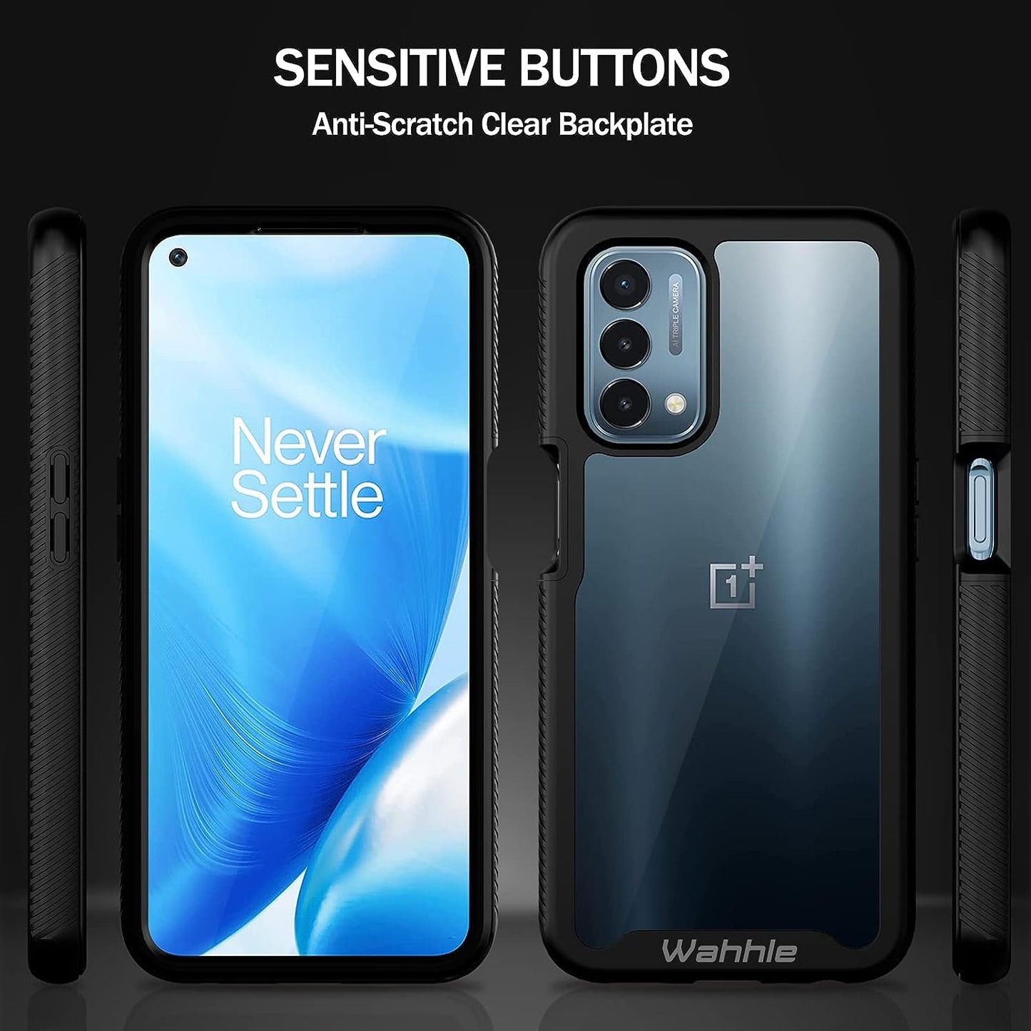 Wahhle Oneplus Nord N200 5G Case, Built in Screen Protector Full Body Shockproof Slim Fit Bumper Protective Phone Cover for 1+ Nord N200 5G Men Women-Black/Clear  wahhle   