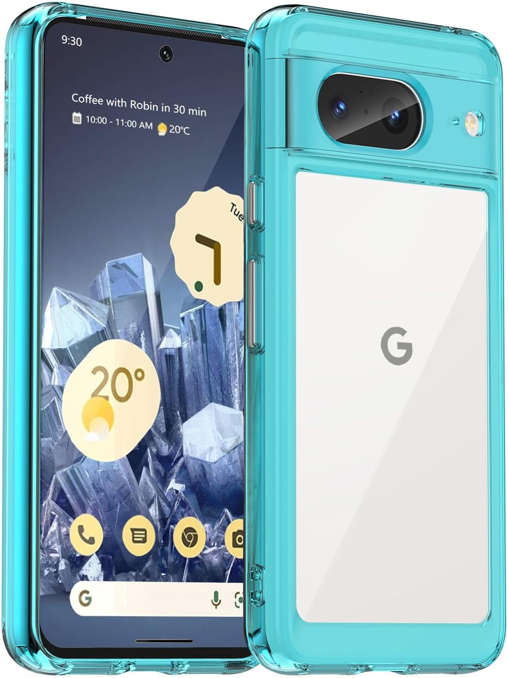 Guarishel for Google Pixel 8 Phone Case: [Built-In 4 Airbags][Not-Yellowing] Military-Grade Shockproof Protective Phone Case for Google Pixel 8, Blue  Guarishel Clear-Blue Google Pixel 8 