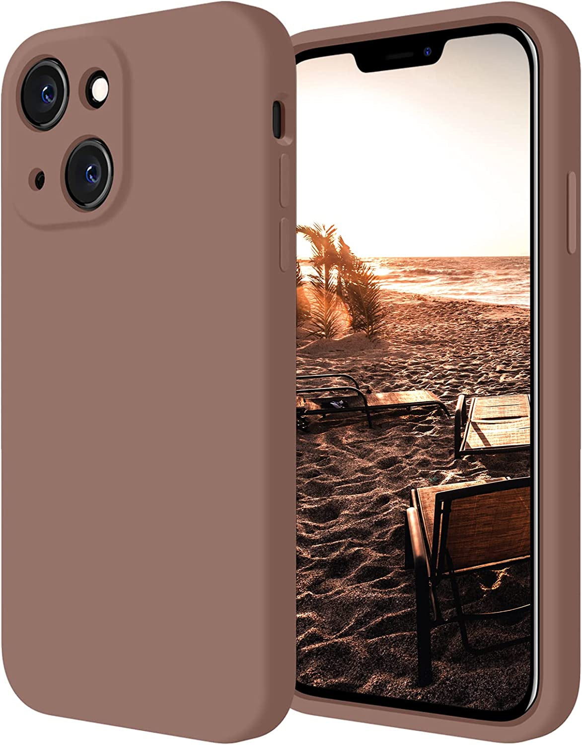 Firenova for Iphone 14 Case, Silicone Upgraded [Camera Protection] Phone Case with [2 Screen Protectors], Soft Anti-Scratch Microfiber Lining Inside, 6.1 Inch, Fluorescent Green  FireNova Light Brown  