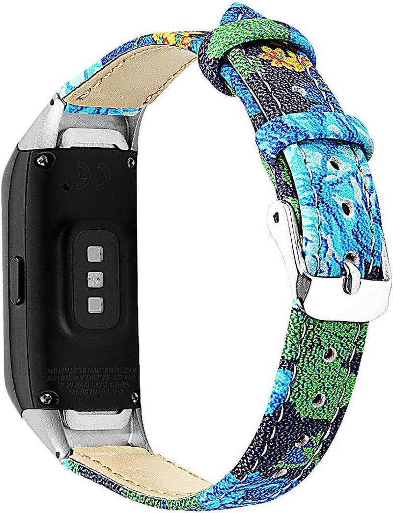 Techcode SM-R370 Galaxy Watch Band, Genuine Leather Watch Band with Metal Buckle Adjustable Strap Anti-Slip Replacement Wristband Quick Release for Samsung Galaxy Fit SM-R370  TechCode J  