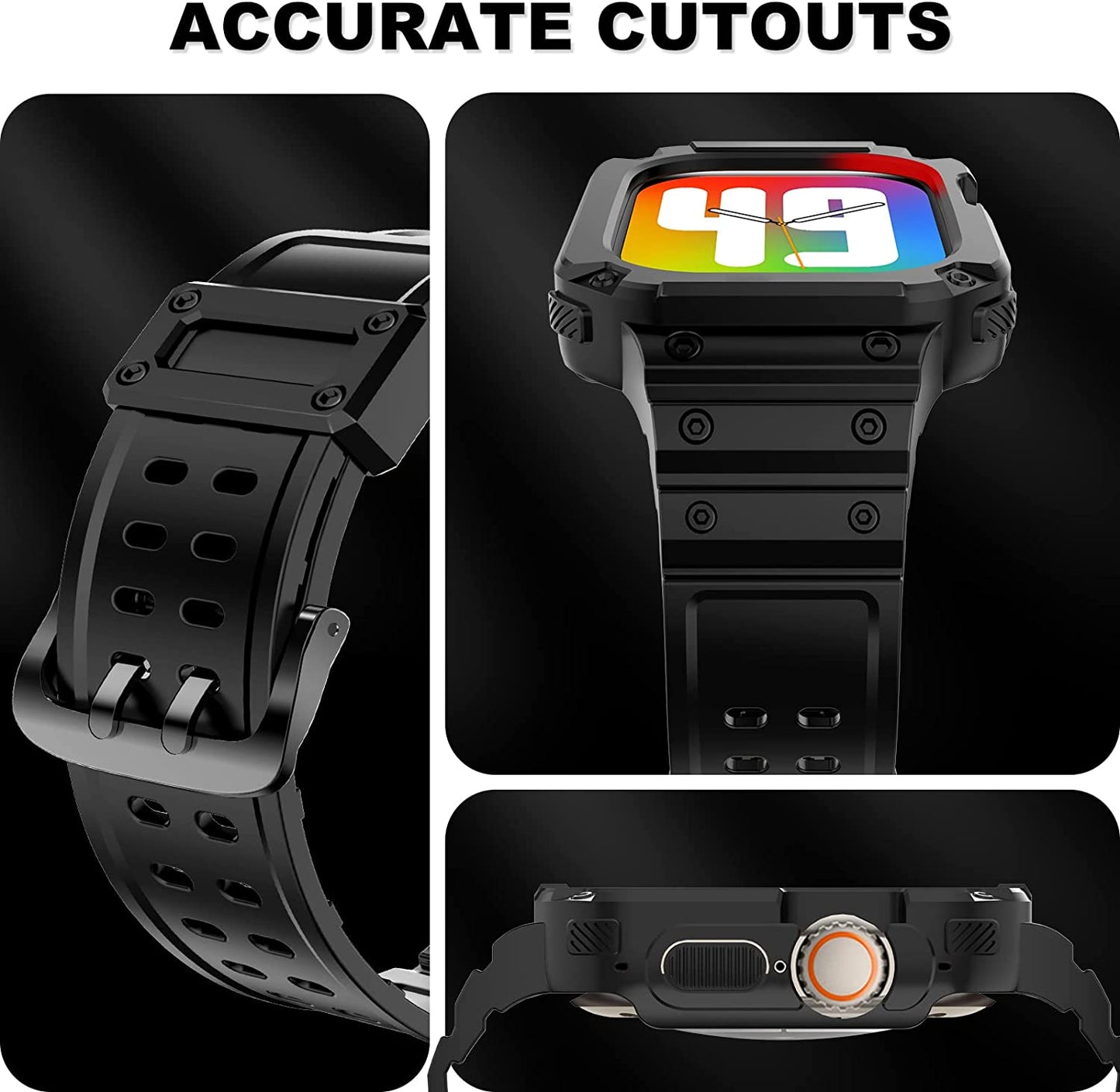 XYF Compatible for Apple Watch Ultra Band 49Mm 45Mm 44Mm 42Mm 41Mm 40Mm 38Mm with Case for Men Women, Shockproof Durable Sport Rugged Case Band for Iwatch SE Series 8 7 6 5 4 3 2 1  XYF   