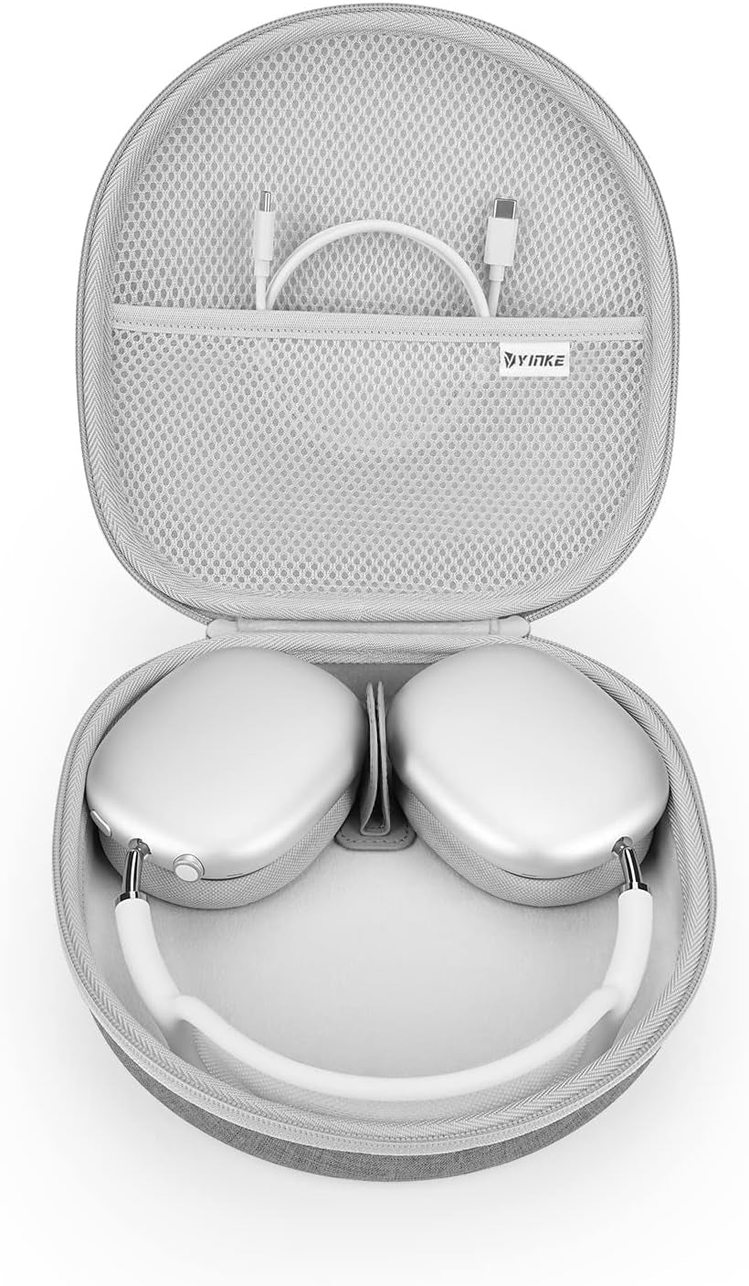 Yinke Smart Case for Apple Airpods Max Supports Sleep Mode, Hard Organizer Portable Carry Travel Cover Storage Bag (Black)  Yinke gray  