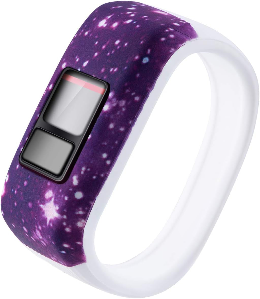 Ruentech Replacement Bands for Garmin Vivofit Jr.2, Colorful Adjustable Wristbands with Secure Watch-Style Clasp Strap Compatible with Garmin Vivofit Jr 2 and Vivofit Jr (For Kids) (Flag)  RuenTech Starry Sky 5.7inch  