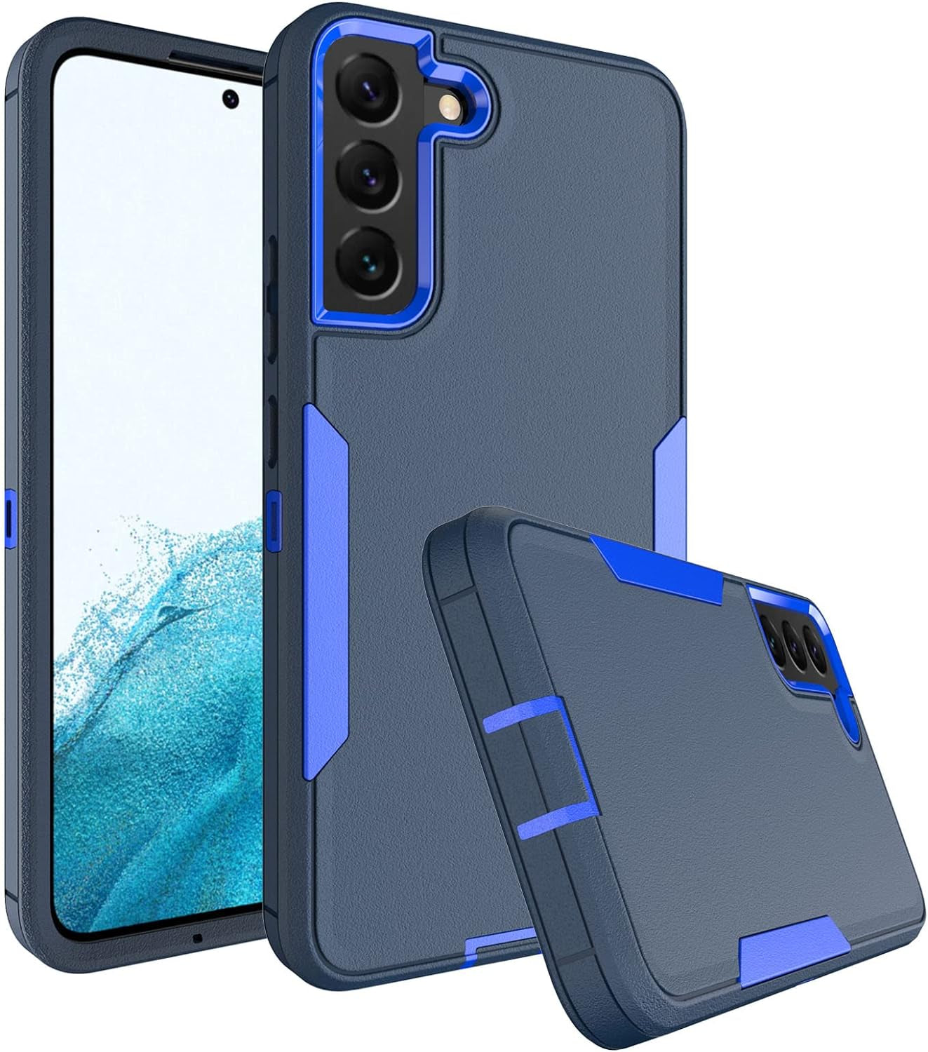 Dahkoiz for Samsung Galaxy S22 Case, Dust-Proof Port Cover, Full Body Durable Silicone Rubber Phone Case for Samsung Galaxy S22 5G, Black/Purple  UNISMART INC Galaxy S22 Case Blue/Navy Galaxy S22 