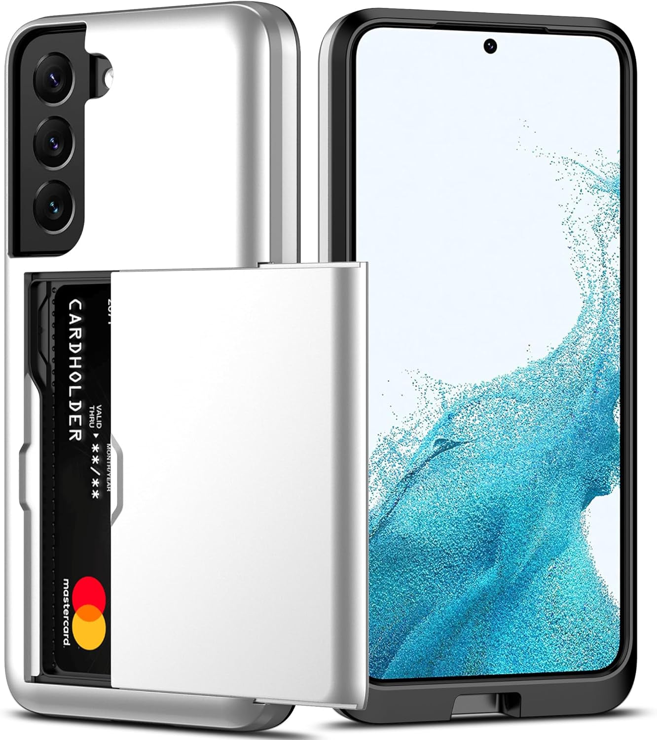 Nvollnoe for Samsung S22 Case with Card Holder 5G 6.1 Inch Slim Dual Layer Heavy Duty Protective Galaxy S22 Case Hidden Card Slot Wallet Case for Samsung S22(Rose Gold)  Nvollnoe White For Galaxy S22 Plus-6.6'' 