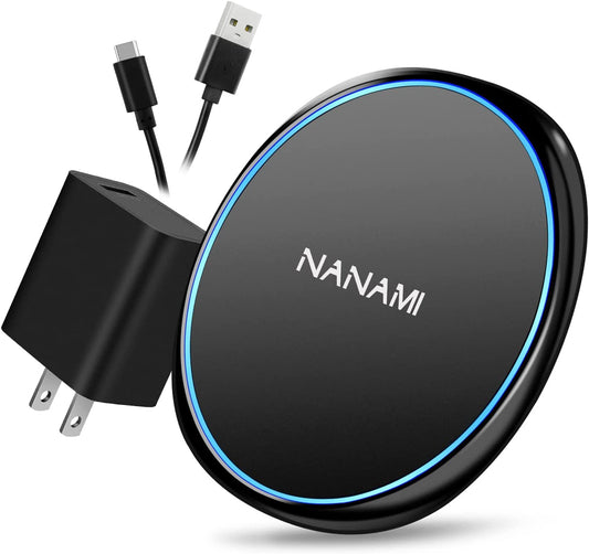 NANAMI Fast Wireless Charger, 7.5W Qi Certified Charging Pad with QC3.0 Adapter USB Charger for Iphone 14/13/13/12/11/XS Max/Xr/X/8 Plus/Airpods 2,10W Compatible Samsung S23 S22 S21 S20 S10 S9/Note 20  NANAMI   