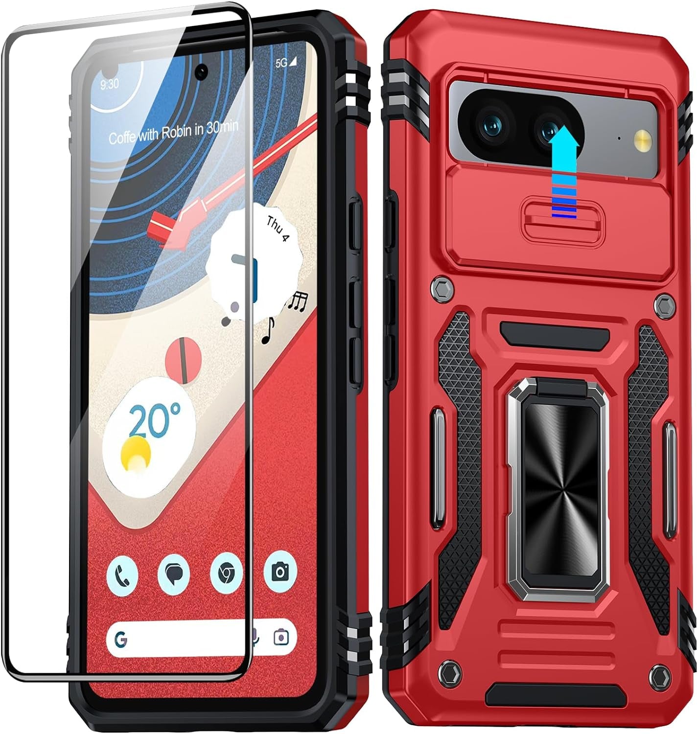 ANTSHARE for Google Pixel 8 Case Clear, Pixel 8 Case with [16FT Military Grade Drop Protection][Non-Yellowing], Slim Fit Case for Pixel 8 Phone 2023 - Crystal Clear  ANTSHARE Red Google Pixel 8 