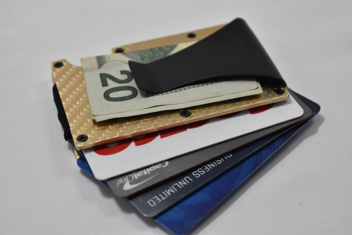 Aluminum Minimalist Slim Carbon Fiber Wallet with RFID Blocking (Gold)  Infinite Evolution   