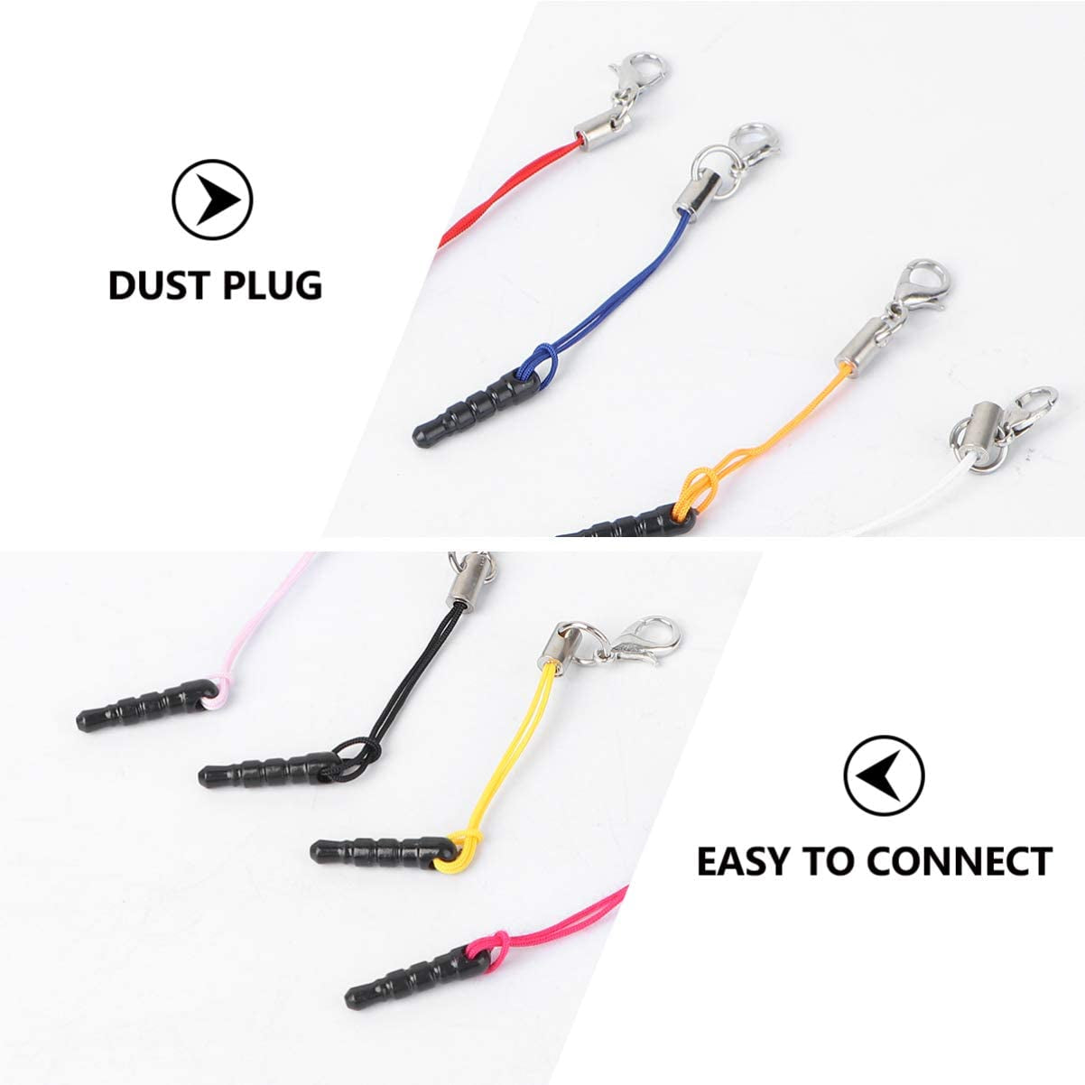 Hemobllo 15Pcs Dust Plug Charm Straps with Dust Plugs Lobster Clasps DIY Earphone Jack Accessories Cell Charms (Random Color)  Hemobllo   