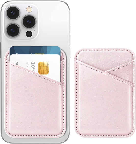 Miroddi Magnetic Card Wallet Holder with Magsafe for Back of Iphone 14/13/12 Series, Magsafe Wallet, Magsafe Leather Wallet, Independent Card Slot, Invisible Ultra-Thin, 3.85"X2.67"X0.12", [Pink]  Miroddi   