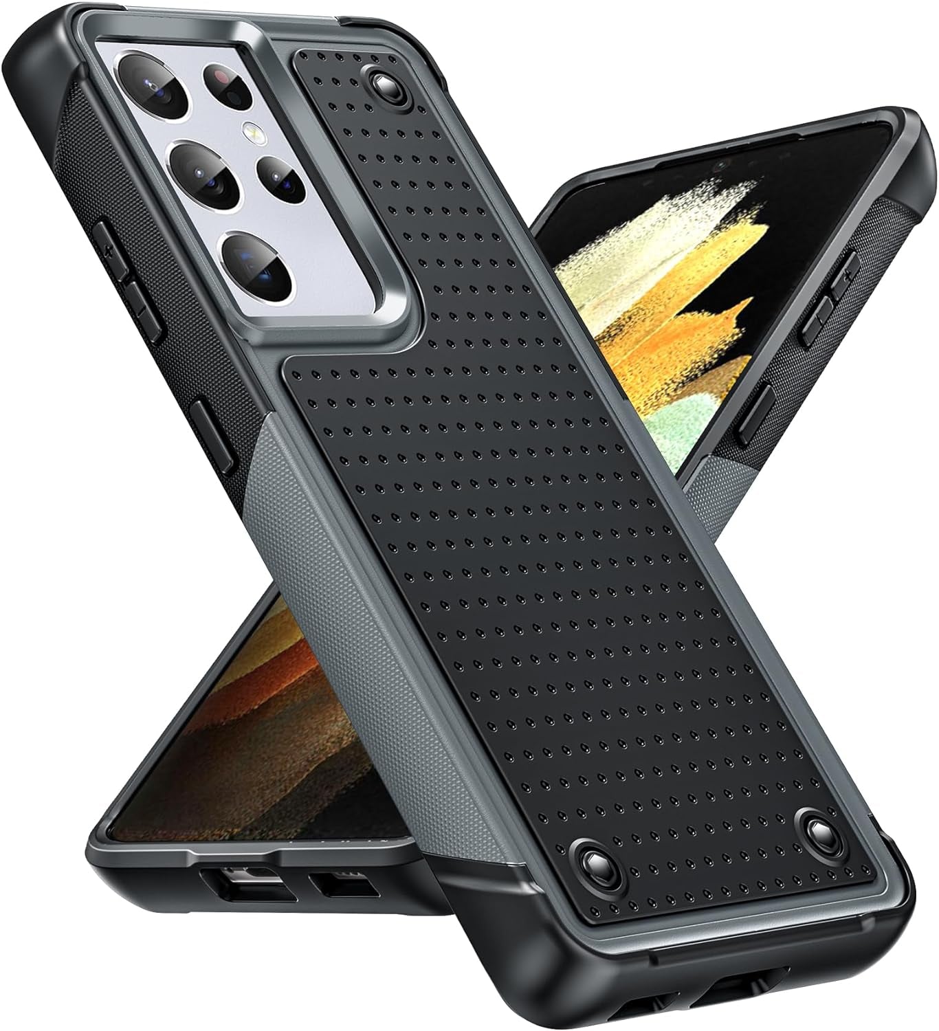 Leyi for Samsung Galaxy S21+ plus Case, Samsung S21 plus Case 5G, Shockproof Heavy Duty Dual Layer Protective Hard PC Textured Back & Soft Bumper Case for Galaxy S21 Plus, Black  LeYi Grey Samsung Galaxy S21 Ultra 5G 