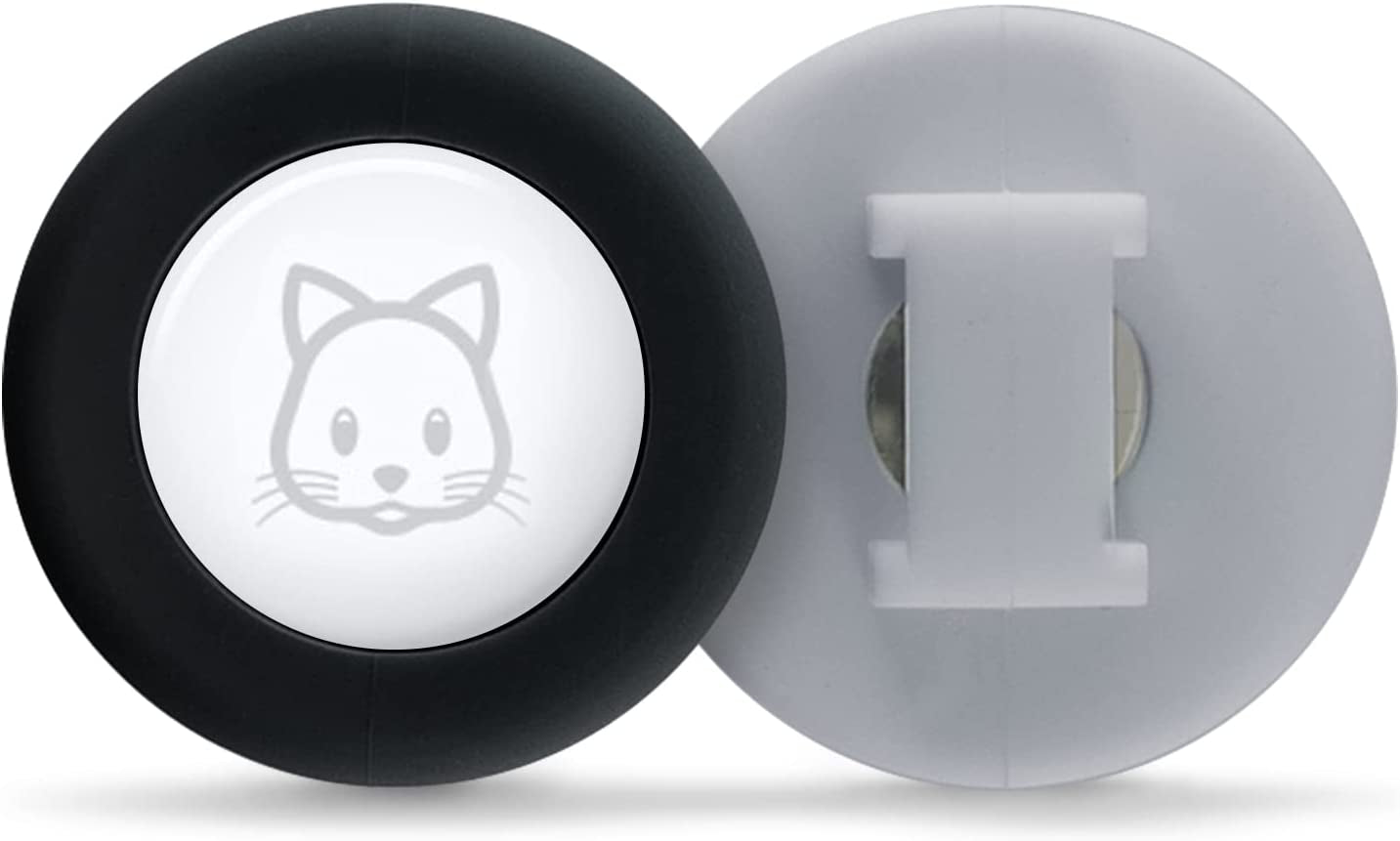 Sweet Baby Co. Airtag Cat Collar or Extra Small Dog Collar Holder 2 Pack, Fits Half Inch Collars for Small Pet, Compatible with Apple Air Tag, Waterproof GPS Tracker Case Kitten Cats Dogs (White/Gray)  Sweet Baby Company Gray & Black  