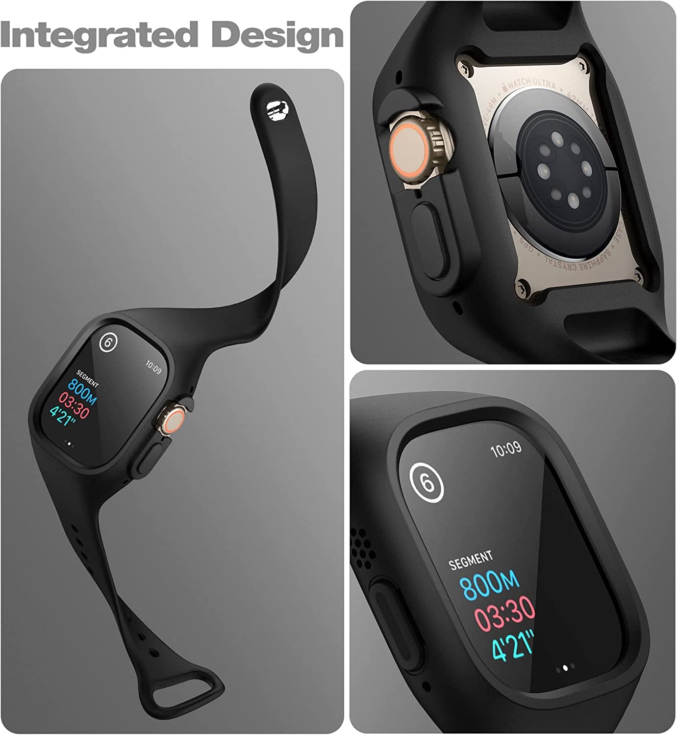 SURITCH Band Compatible with Apple Watch Ultra 49Mm, Soft Silicone Bumper Protective Case with Strap Bands for Apple Watch Ultra Band Men Women  SURITCH   