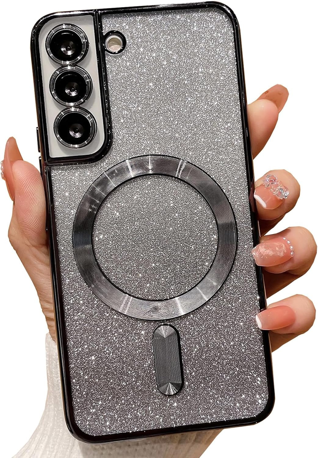 Aowner for Samsung Galaxy S21 Ultra Magnetic Case Compatible with Magsafe, Full Protection Square Glitter Clear Phone Case for Women Girls Cute Soft Shockproof Bumper Protective Cover Case 6.8"-Gold  aowner Black Samsung Galaxy S22 Plus - 6.6" 