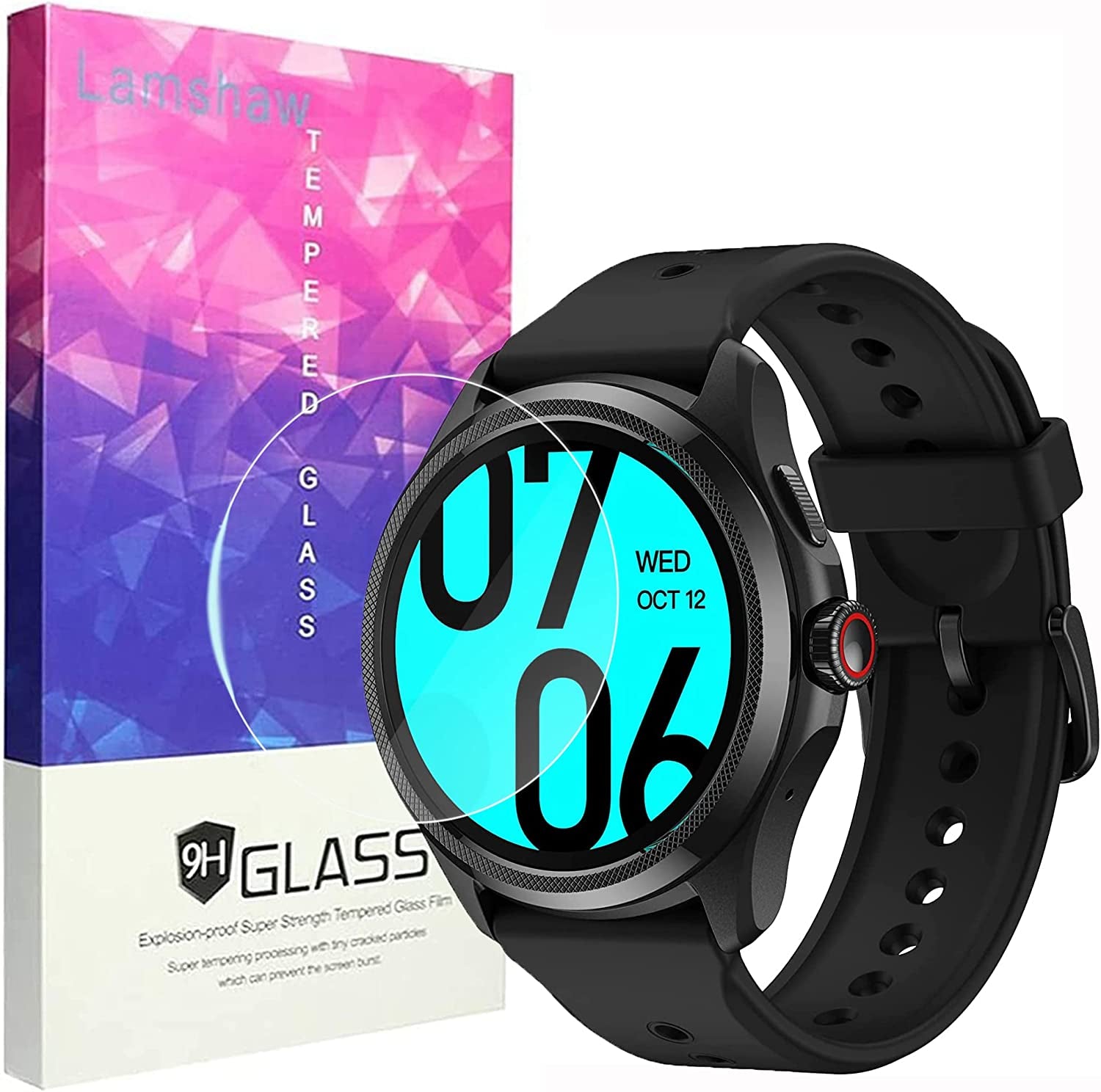 Lamshaw Compatible for Ticwatch Pro 5 Screen Protector, [3 Pack] 9H Tempered Glass Screen Protector Film Compatible for Ticwatch Pro 5 Android Smartwatch (3 PACK)  lamshaw   