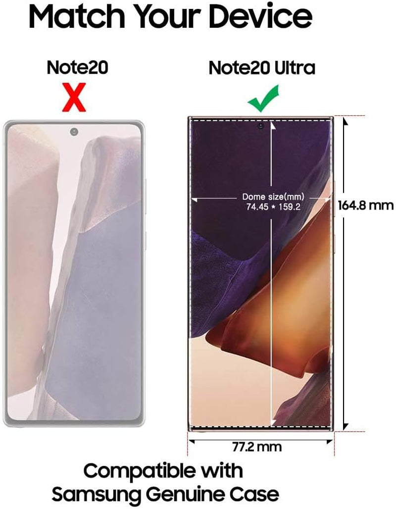 DOME GLASS Galaxy Note 20 Ultra Screen Protector Full 3D Curved Edge Tempered Glass Shield [Liquid Dispersion Tech] Easy Install Kit for Samsung Galaxy Note 20 Ultra by Whitestone - Two Pack  Dome Glass   