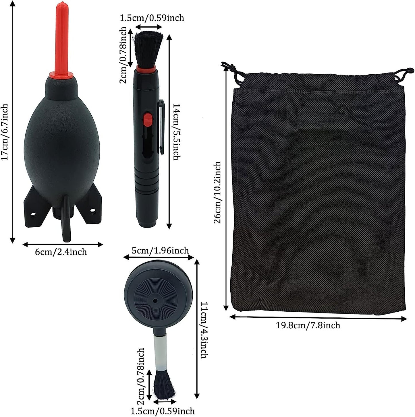 Lens Cleaning Kit Contains 2 Pcs Rubber Rocket Air Blower Duster, Lens Cleaning Pen, Blower Brush Dust Cleaner and Carrying Pouch, for Lens, Camera, SLR, Telescope, Magnifying Glass, Phone  LJZP   