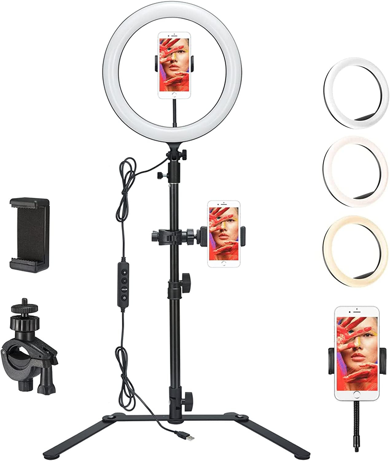 Godox LR120 12" LED Ring Light with Desktop Stand & Phone Holder,3000K-6000K Dimmable Selfie Ring Light,Usb Powered Conference Light for Vlogs,Youtube,Tiktok,Live Stream,Makeup,Photography (Black)  GODOX   