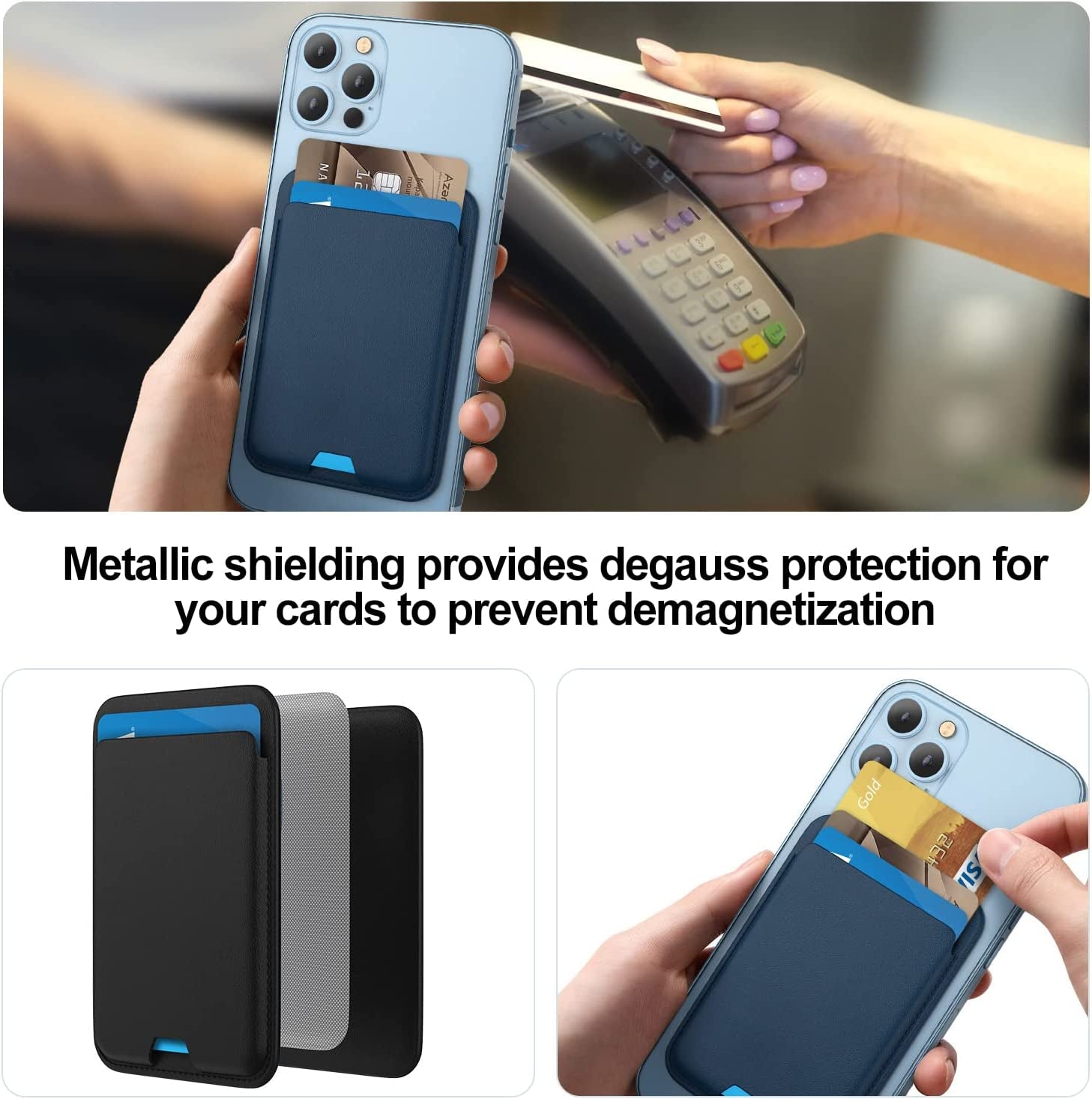 Magnetic Wallet Card Holder Compatible with Apple Magsafe Wallet for Iphone 14 Pro Max/14 Pro/14/14 Plus, Mag Safe Wallet for Iphone 13 Pro Max/13 Pro/13/13 Mini/Iphone 12 Series, Midnightblack  iLodn   